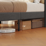 Upholstered Queen Bed Frame, Sturdy Metal Platform, 800lb Capacity, No Box Spring Needed and Noise-free, Dark Gray