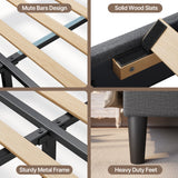Queen Bed Frame,Asofer Metal Bed Frame Queen Size with Headboard, Under Bed Storage, Dark Gray