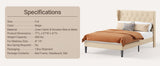 Asofer Full Bed Frame, Upholstered Platform w/Wingback Headboard, Beige