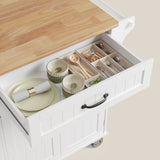 44.5" Modern Kitchen Island with Trash Can Storage Cabinet, Rolling Kitchen Island Cart on Wheels with Drawers, Storage Cabinet with Inner Adjustable Shelves, White