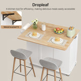 44.5" Modern Kitchen Island with Trash Can Storage Cabinet, Rolling Kitchen Island Cart on Wheels with Drawers, Storage Cabinet with Inner Adjustable Shelves, White