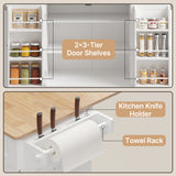 44.5" Modern Kitchen Island with Trash Can Storage Cabinet, Rolling Kitchen Island Cart on Wheels with Drawers, Storage Cabinet with Inner Adjustable Shelves, White