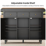Noelse Kitchen Islands with Extendable Dining Table, 75" Mobile Kitchen Storage Islands, Rolling Kitchen Cart with 3 Drawers & Towel Rack (Black)