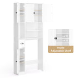 Noelse Over The Toilet Storage Cabinet with 9 Storage Shelves, Bathroom Organizer with 5 Barn Door and Adjustable Shelves, with Toilet Paper Holder Stand for Bathroom, Restroom, White