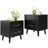 5-Piece Bedroom Furniture Set, Queen Platform Bed Frame, 2 Nightstands & 5 Drawer Dressers & 6 Drawer Dressers, Black