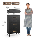 5-Piece Bedroom Furniture Set, Queen Platform Bed Frame, 2 Nightstands & 5 Drawer Dressers & 6 Drawer Dressers, Black