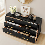 3-Piece Dresser Nightstand Set, Modern Bedroom Furniture Set 6 Drawer Dresser & 2 Drawer Nightstands,Black