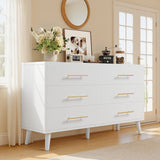 Asofer 3-Piece Bedroom Furniture Set, 2 Nightstands and 1 Six Drawer Dresser with Metal Handle for Bedroom Master Suite Guest Room, White