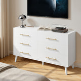 Asofer 3-Piece Bedroom Furniture Set, 2 Nightstands and 1 Six Drawer Dresser with Metal Handle for Bedroom Master Suite Guest Room, White