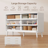 Asofer 3-Piece Bedroom Furniture Set, 2 Nightstands and 1 Six Drawer Dresser with Metal Handle for Bedroom Master Suite Guest Room, White