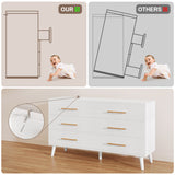 Asofer 3-Piece Bedroom Furniture Set, 2 Nightstands and 1 Six Drawer Dresser with Metal Handle for Bedroom Master Suite Guest Room, White