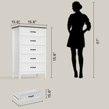 Farmhouse Dresser for Bedroom, Tall Wood Dresser with 5 Drawer, Chest of Drawers with Metal Handle for Living Room, Hallway, Closet - Gray Desktop