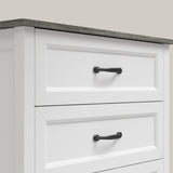 Farmhouse Dresser for Bedroom, Tall Wood Dresser with 5 Drawer, Chest of Drawers with Metal Handle for Living Room, Hallway, Closet - Gray Desktop