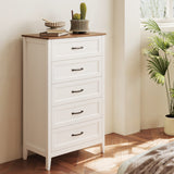 Asofer 5-Drawer Dresser for Bedroom, Modern Wood Chest with Metal Handle for Bedroom, Living Room