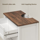 Farmhouse Dresser for Bedroom, Tall Wood Dresser with 5 Drawer, Chest of Drawers with Metal Handle for Living Room, Hallway, Closet - Retro Desktop