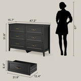 Asofer 2 Piece Wooden Dresser Set, Modern Chest of Drawers Combo, Storage Dresser Furniture for Bedroom & Living Room
