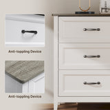 Farmhouse Dresser for Bedroom, 47.2" Wide 6 Drawer Dresser Storage Organizer, Wood Chest of Drawers for Bedroom, TV Stand for 50 inch TV, for Living Room, Hallway - Gray Desktop