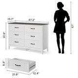 Asofer 2PCS Bedroom Furniture Sets, Wide Dresser & Tall Chest Combo, White