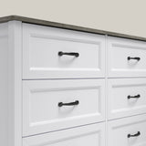 Farmhouse Dresser for Bedroom, 47.2" Wide 6 Drawer Dresser Storage Organizer, Wood Chest of Drawers for Bedroom, TV Stand for 50 inch TV, for Living Room, Hallway - Gray Desktop