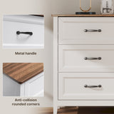 Asofer Modern Bedroom 3 Piece Set Includes 2 Nightstands and 1 Six Drawer Dresser, White & Retro