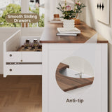 Dresser for Bedroom, Asofer 5 Drawer White Dresser Cabinet with Metal Handle, Modern Wood Chest for Bedroom, Living Room