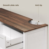 Farmhouse Dresser for Bedroom, 47.2" Wide 6 Drawer Dresser Storage Organizer, Wood Chest of Drawers for Bedroom, TV Stand for 50 inch TV, for Living Room, Hallway - Retro Desktop