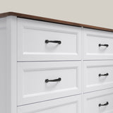 Farmhouse Dresser for Bedroom, 47.2" Wide 6 Drawer Dresser Storage Organizer, Wood Chest of Drawers for Bedroom, TV Stand for 50 inch TV, for Living Room, Hallway - Retro Desktop