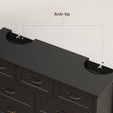 Asofer Dresser for Bedroom, 7-Drawer Black Dresser Cabinet with Metal Handle