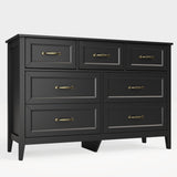 Asofer Dresser for Bedroom, 7-Drawer Black Dresser Cabinet with Metal Handle