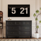 Asofer Dresser for Bedroom, 7-Drawer Black Dresser Cabinet with Metal Handle