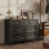 Asofer Dresser for Bedroom, 7-Drawer Black Dresser Cabinet with Metal Handle