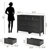 Asofer Bedroom Sets, Includes 5 Drawer Dresser & 7 Drawer Dresser for Master Bedroom, Black