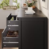 Asofer Dresser for Bedroom, 7-Drawer Black Dresser Cabinet with Metal Handle