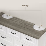 Asofer Dresser for Bedroom, 7-Drawer White Dresser Cabinet with Metal Handle, Gray countertop