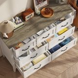Asofer Dresser for Bedroom, 7-Drawer White Dresser Cabinet with Metal Handle, Gray countertop