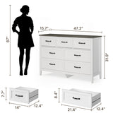 Asofer Dresser for Bedroom, 7-Drawer White Dresser Cabinet with Metal Handle, Gray countertop