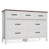 Asofer Dresser for Bedroom, 7-Drawer White Dresser Cabinet with Metal Handle, Retro countertop