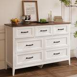 Asofer Dresser for Bedroom, 7-Drawer White Dresser Cabinet with Metal Handle, Retro countertop