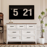 Bedroom Furniture Set, Asofer Queen Size Bed Frame with Headboard, 2 Nightstands, 5-Drawer Dresser & 7-Drawer Chest, White