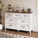 Asofer Dresser for Bedroom, 7-Drawer White Dresser Cabinet with Metal Handle, Retro countertop