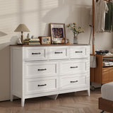 Asofer Dresser for Bedroom, 7-Drawer White Dresser Cabinet with Metal Handle, Retro countertop