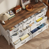 Asofer Dresser for Bedroom, 7-Drawer White Dresser Cabinet with Metal Handle, Retro countertop