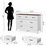 Bedroom Furniture Set, Asofer Queen Size Bed Frame with Headboard, 2 Nightstands, 5-Drawer Dresser & 7-Drawer Chest, White
