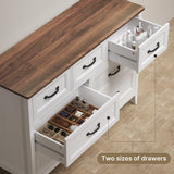 Asofer Dresser for Bedroom, 7-Drawer White Dresser Cabinet with Metal Handle, Retro countertop