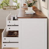 Bedroom Furniture Set, Asofer Queen Size Bed Frame with Headboard, 2 Nightstands, 5-Drawer Dresser & 7-Drawer Chest, White