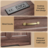 Noelse 3 Piece Bedroom Furniture Set, Coffee Bar Cabinet with Charging Station + 2 White Nightstands, Modern Farmhouse Storage Solution for Bedroom, Guest Room, Apartment,Brown and Black