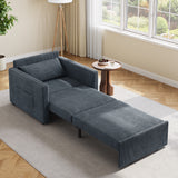 Noelse Sleeper Chair for Small Spaces, 3-in-1 Convertible Sofa Bed Chair, Pull Out Chair Bed with Storage Side Pockets, Corduroy Fabric, Dark Gray