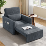 Noelse Sleeper Chair for Small Spaces, 3-in-1 Convertible Sofa Bed Chair, Pull Out Chair Bed with Storage Side Pockets, Corduroy Fabric, Dark Gray