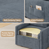 Noelse Sleeper Chair for Small Spaces, 3-in-1 Convertible Sofa Bed Chair, Pull Out Chair Bed with Storage Side Pockets, Corduroy Fabric, Dark Gray