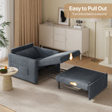 Noelse Sleeper Chair for Small Spaces, 3-in-1 Convertible Sofa Bed Chair, Pull Out Chair Bed with Storage Side Pockets, Corduroy Fabric, Dark Gray
